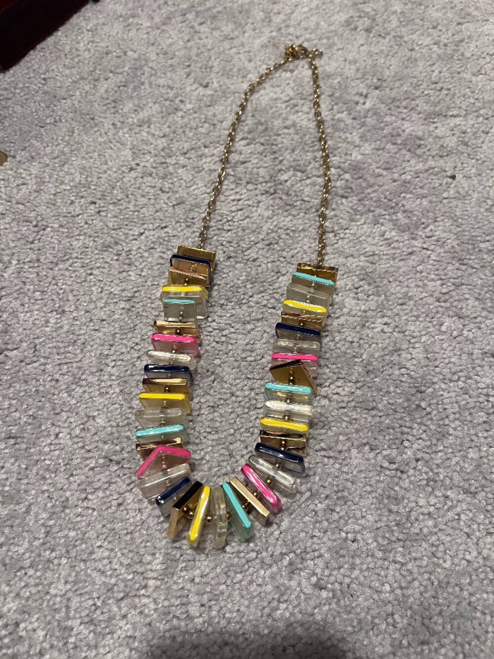 Kate Spade New York "Flats" Square Stacks Multi-Color Resin Necklace Like New
